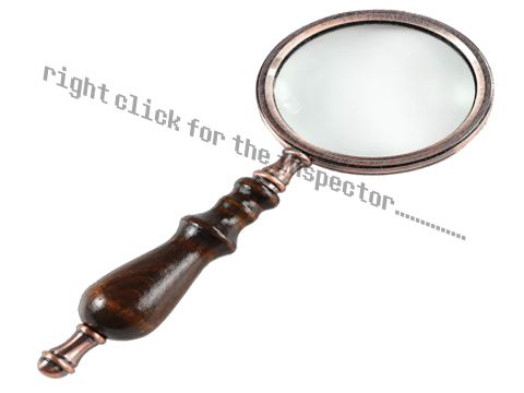 a photo of a magnifying glass with the text 'right click for the inspector..............'